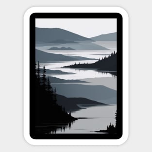 Flat Lineart - Grayscale Lake Sticker